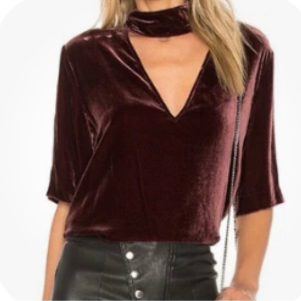 Theory Velvet Maroon Whimsy Goth Top, SZ S.